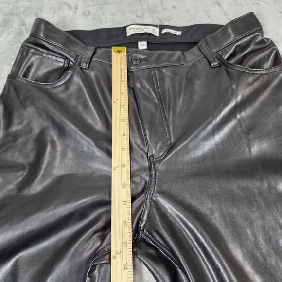 Abercrombie Fitch Pants 14 90s Straight Ultra High Rise Faux Leather Curve Love - Picture 7 of 8
